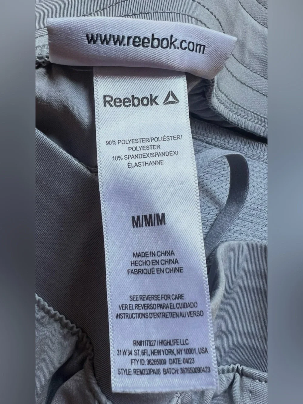 NWOT Reebok Men's Light Gray Athletic Jogger Pants
